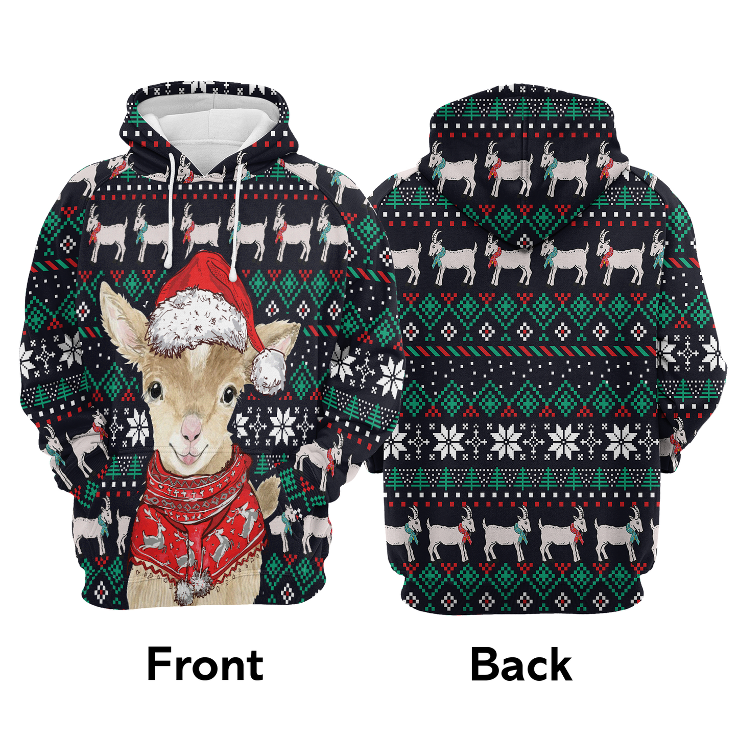 Cute Goat Premium Christmas Hoodie, Goat Merry Christmas Pattern Unisex Hoodie For Men & Women - Perfect Gift For Christmas, Goat Lovers, Friends