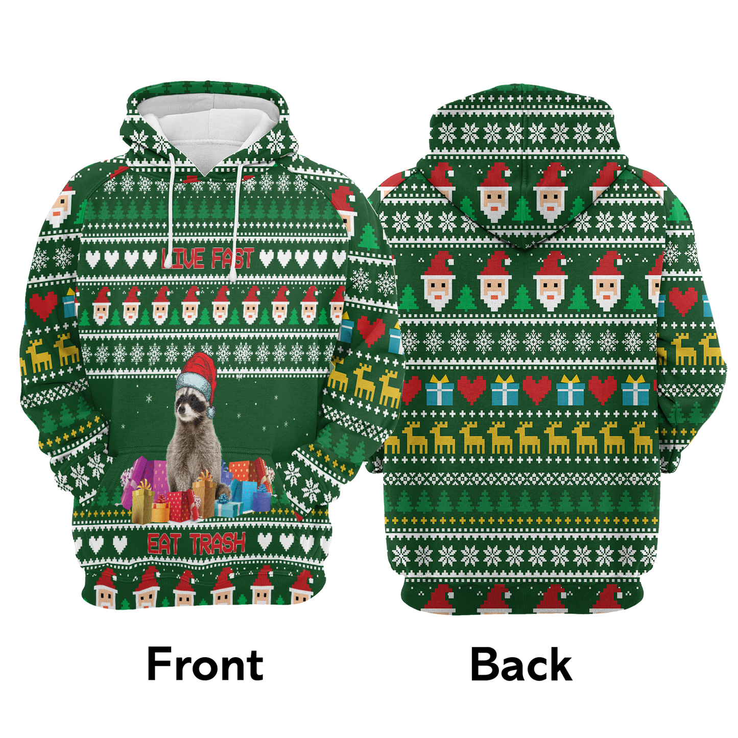 Raccoon Live Fast Eat Trash Premium Christmas Hoodie, Christmas Gifts Unisex Hoodie For Men & Women - Perfect Gift For Christmas, Beer Lovers