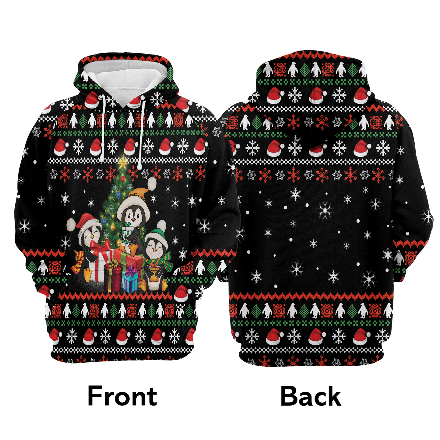 Penguin Christmas Tree Premium Christmas Hoodie, Funny Christmas Pattern Unisex Hoodie For Men & Women - Perfect Gift For Christmas, Friends, Family
