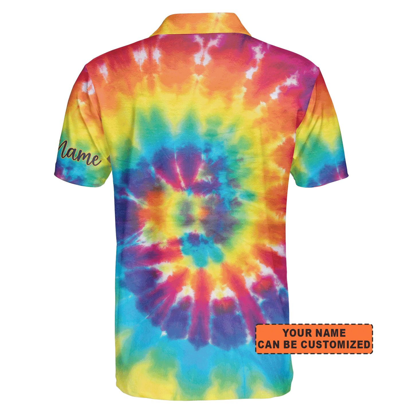 Customized Golf Men Polo Shirt, Personalized Colorful Tie Dye Background Golf Polo Shirt For Men, Golf Lovers