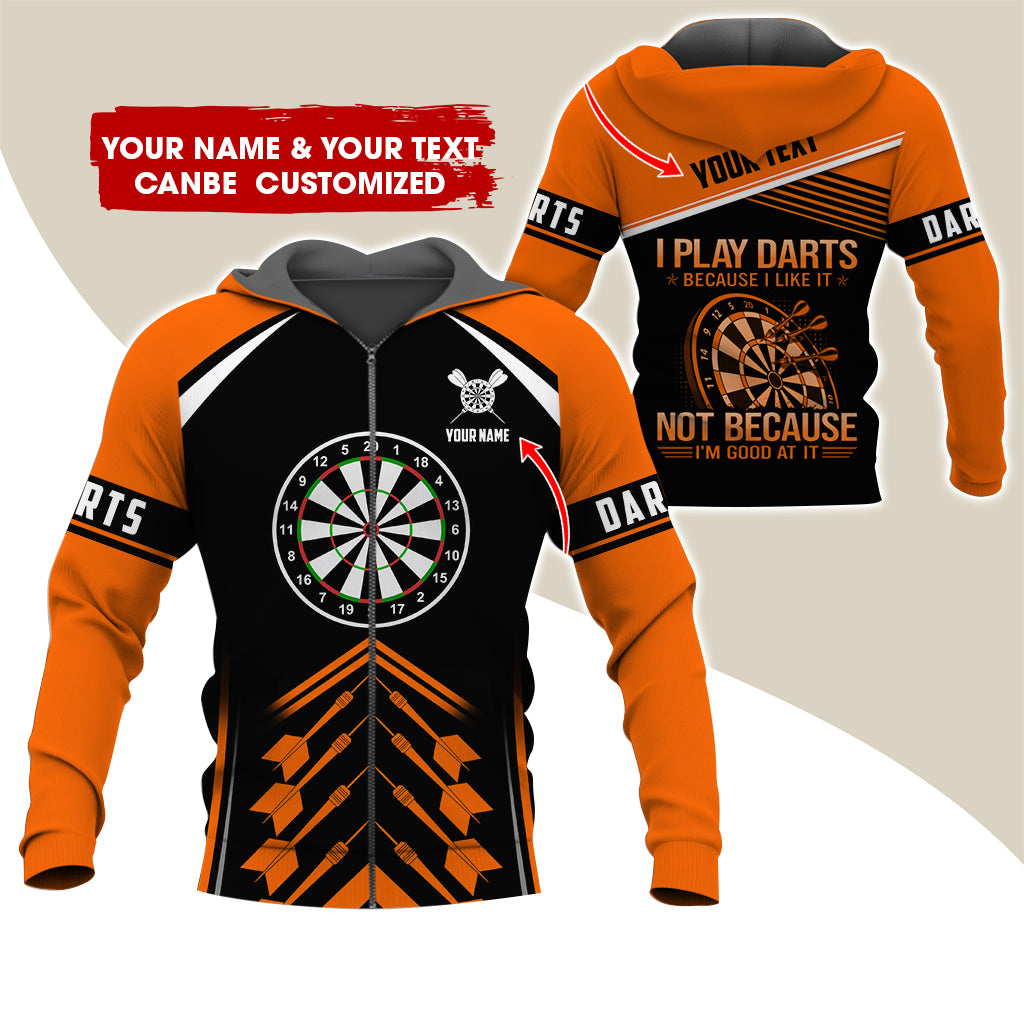Customized Name Darts Premium Zip Hoodie, Personalized I Play Darts Zip Hoodie For Men & Women - Gift For Darts Lovers, Darts Players