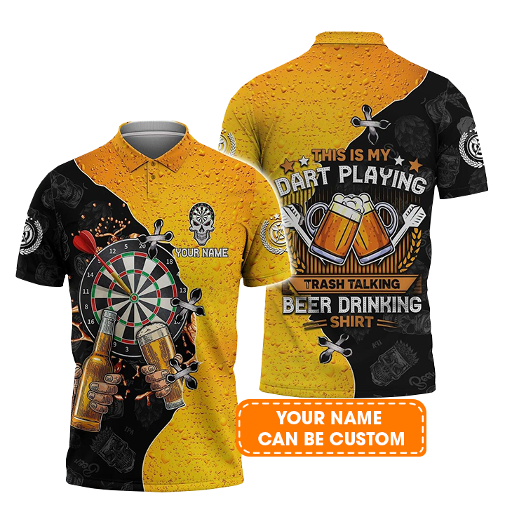 Darts Polo Shirts Personalised, Dart & Beer Dart Playing Trash Talking Beer Drinking Custom Name Men Polo Shirt - Perfect Gift For Men, Darts Player