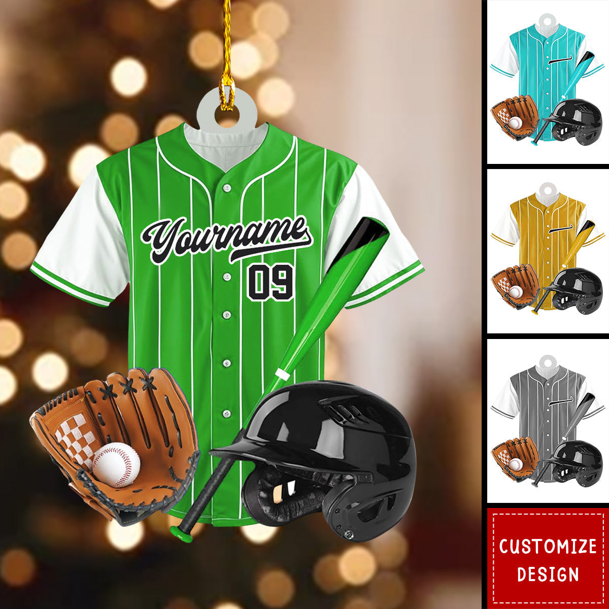 Personalized Baseball Equipment Flat Acrylic Ornament, Meaningful Ornament Gift For Son, Daughter, Baseball Player