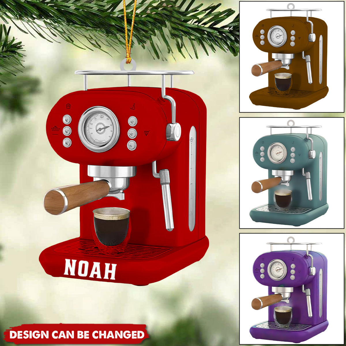Personalized Coffee Machine Flat Acrylic Ornament, Meaningful Ornament Gift For Coffee Lovers