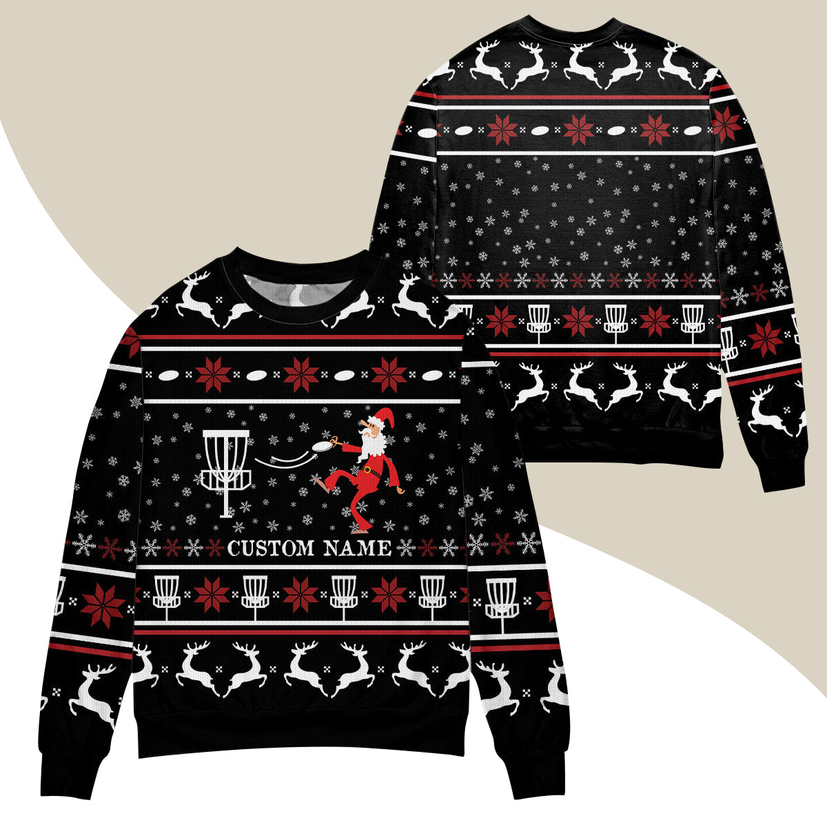 Customized Name Disc Golf Ugly Christmas Sweater, Santa Claus Play Disc Golf Ugly Sweater For Men & Women - Best Gift For Christmas, Disc Golf Lovers
