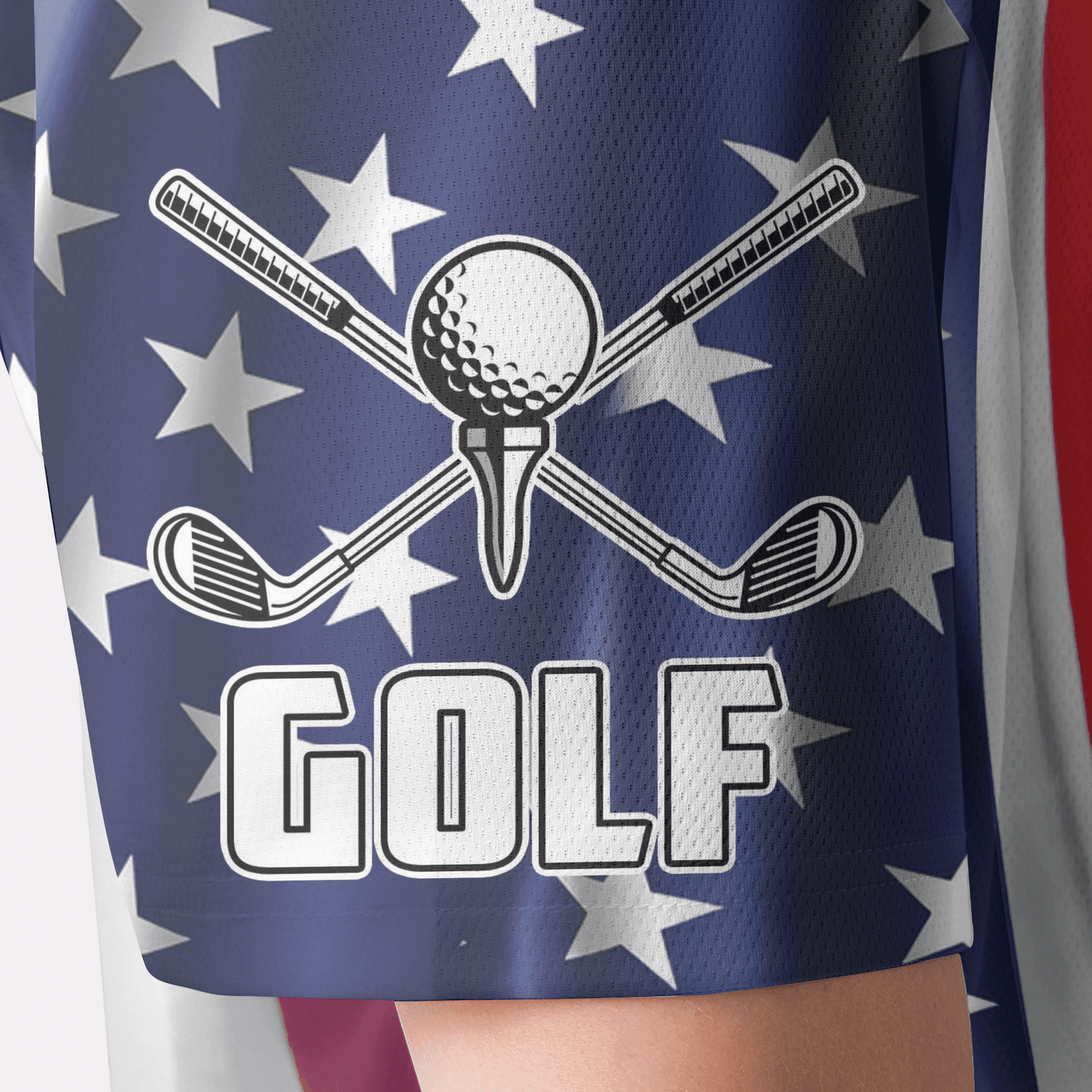 4th of July Golf Men Polo Shirt - Custom Name White Golf American Flag 4th of July Polo Shirts - Personalized Custom Name White Men Golf Polo Shirts - Amzanimalsgift