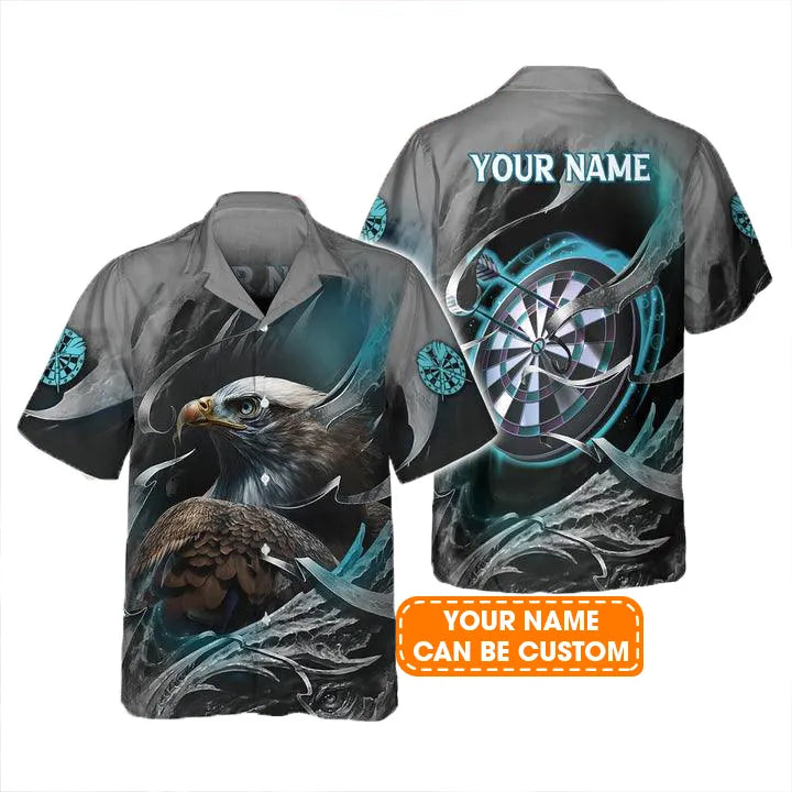 Customized Darts Hawaiian Shirts, Bullseye Dartboard Personalized Eagle And Darts Aloha Shirts - Gift For Darts Lovers, Darts Players