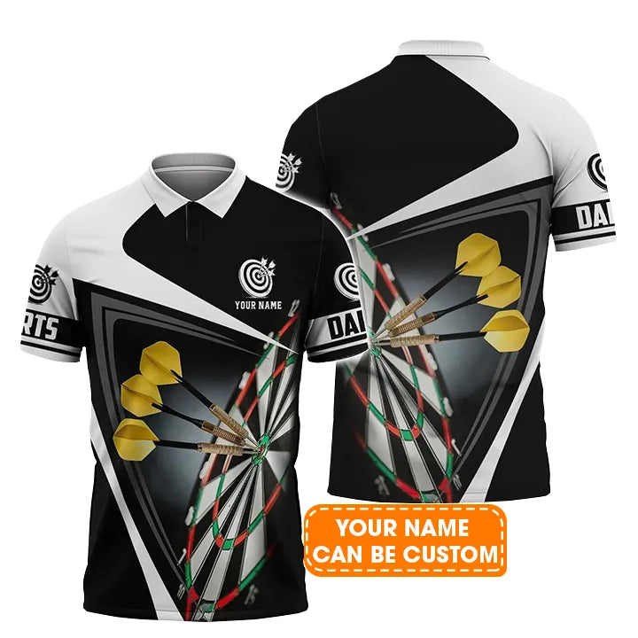 Darts Men Polo Shirt Custom Name - Darts Target Personalized Polo Shirt For Men - Gift For Darts Player, Friend, Family