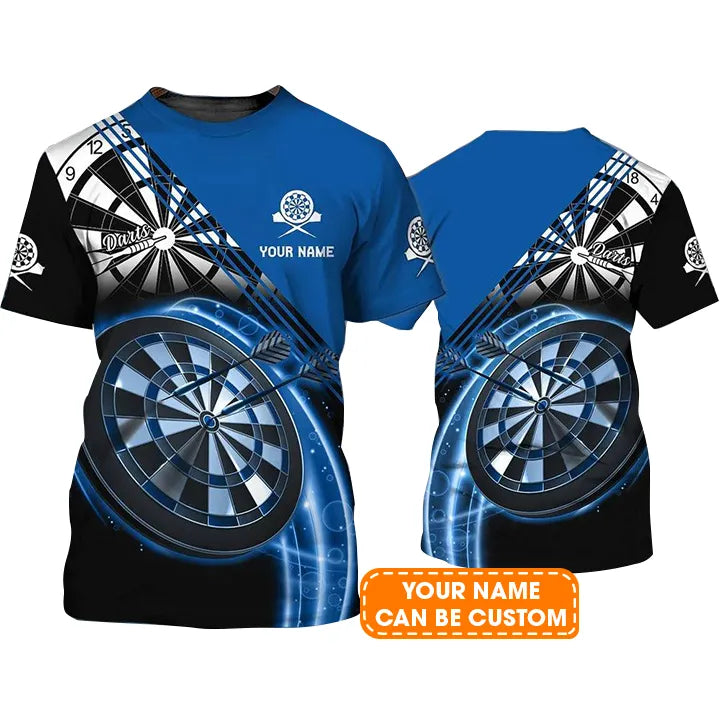 Customized Name Darts T Shirt, Darts Personalized Name Blue T Shirt For Men - Perfect Gift For Darts Game Lovers, Darts Players