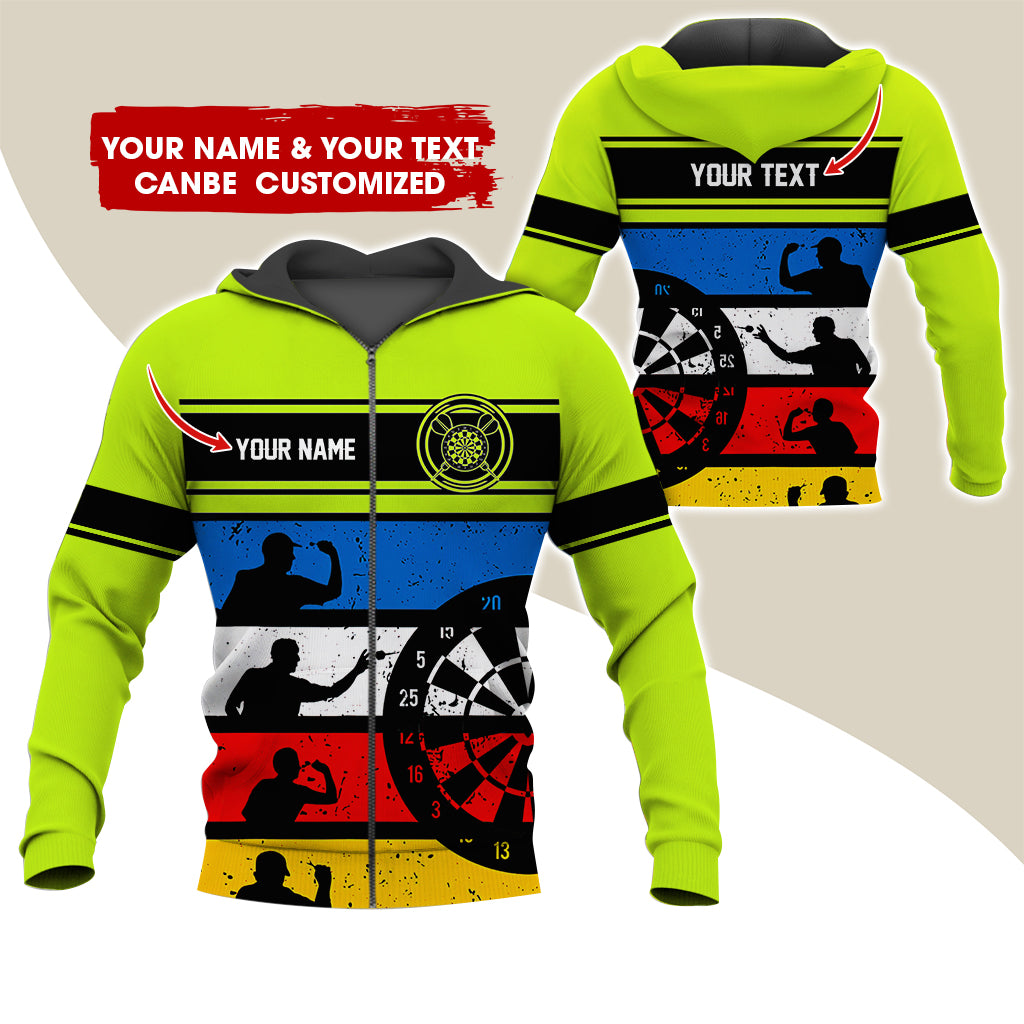 Personalized Name Darts Premium Zip Hoodie, Custom Name Play Darts Zip Hoodie For Men & Women - Gift For Darts Lovers, Darts Players