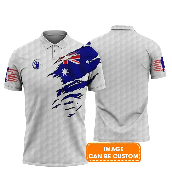 Customized Golf Polo Shirt, Australian Flag Personalized Name Polo Shirt For Men - Perfect Gift For Golf Lovers, Golfers