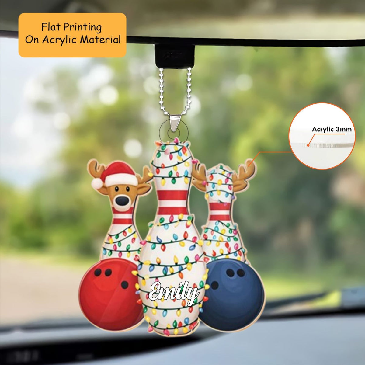 Personalized Bowling Ball Christmas Ornament, Bowling Christmas Keychain, Car Ornament, Christmas Ornament Gifts