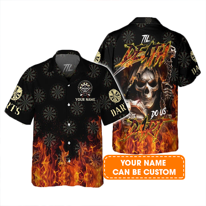Darts Hawaiian Shirt Custom Name, Til Death Do Us Dart Dartboard Personalized Aloha Hawaiian Shirts - Gift For Friend, Family
