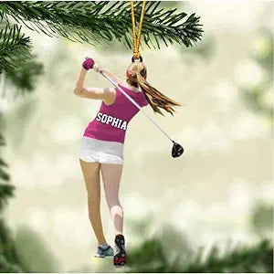 Personalized Golf Woman Christmas Acrylic Keychain, Golf Team Gift, Gift For Golf Lovers, Golf Players