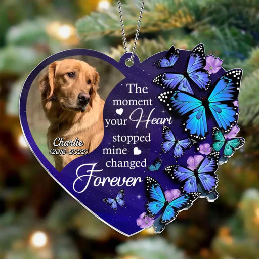 Personalized Dog Photo Heart Acrylic Ornament, Customized Pet Photo Acrylic Ornament - Memorial Gift For Dog Lovers, Pet Lovers