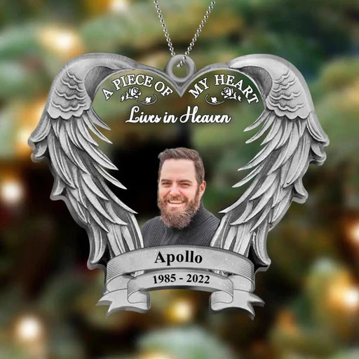 Custom Memorial Photo Angel Wings Acrylic Ornament, Customized Dad Photo Acrylic Ornament - Memorial Gift For Dad, Mom, Family, Friends