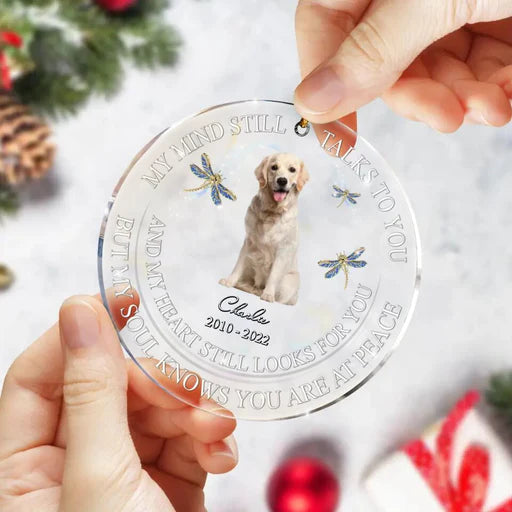 Customized Dog Photo Circle Acrylic Ornament, Custom Memorial Pet Photo Acrylic Ornament - Memorial Gift For Dog Lovers, Pet Lovers