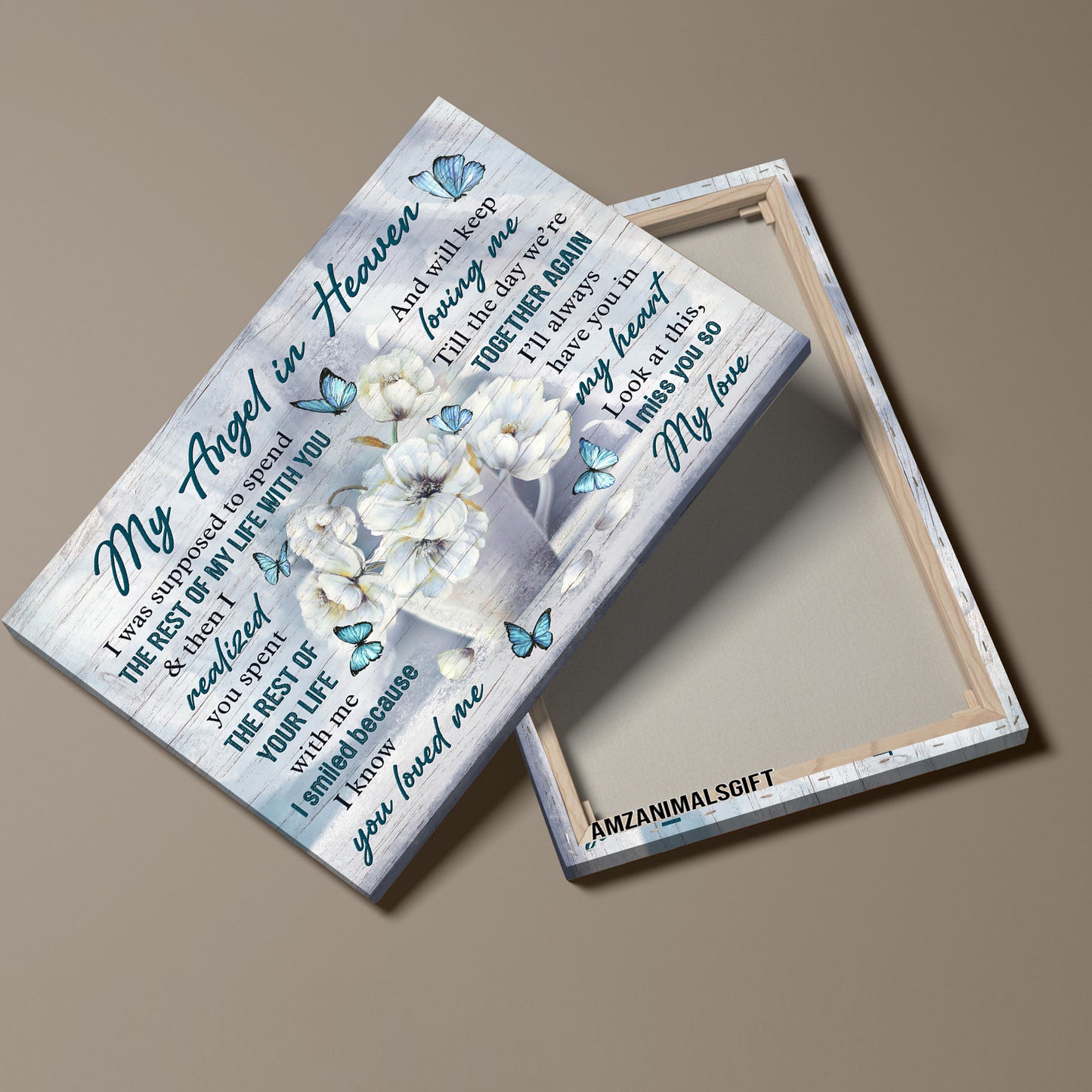Memorial Premium Wrapped Landscape Canvas - Beautiful White Flower, Till The Day We're Together Again - Perfect Gift For Members Family