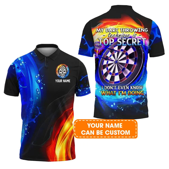 Customized Darts Men Polo Shirt, My Dart Throwing Technique Is Top Secret Personalized Darts Polo Shirt - Gift For Darts Players Uniforms, Darts Lovers
