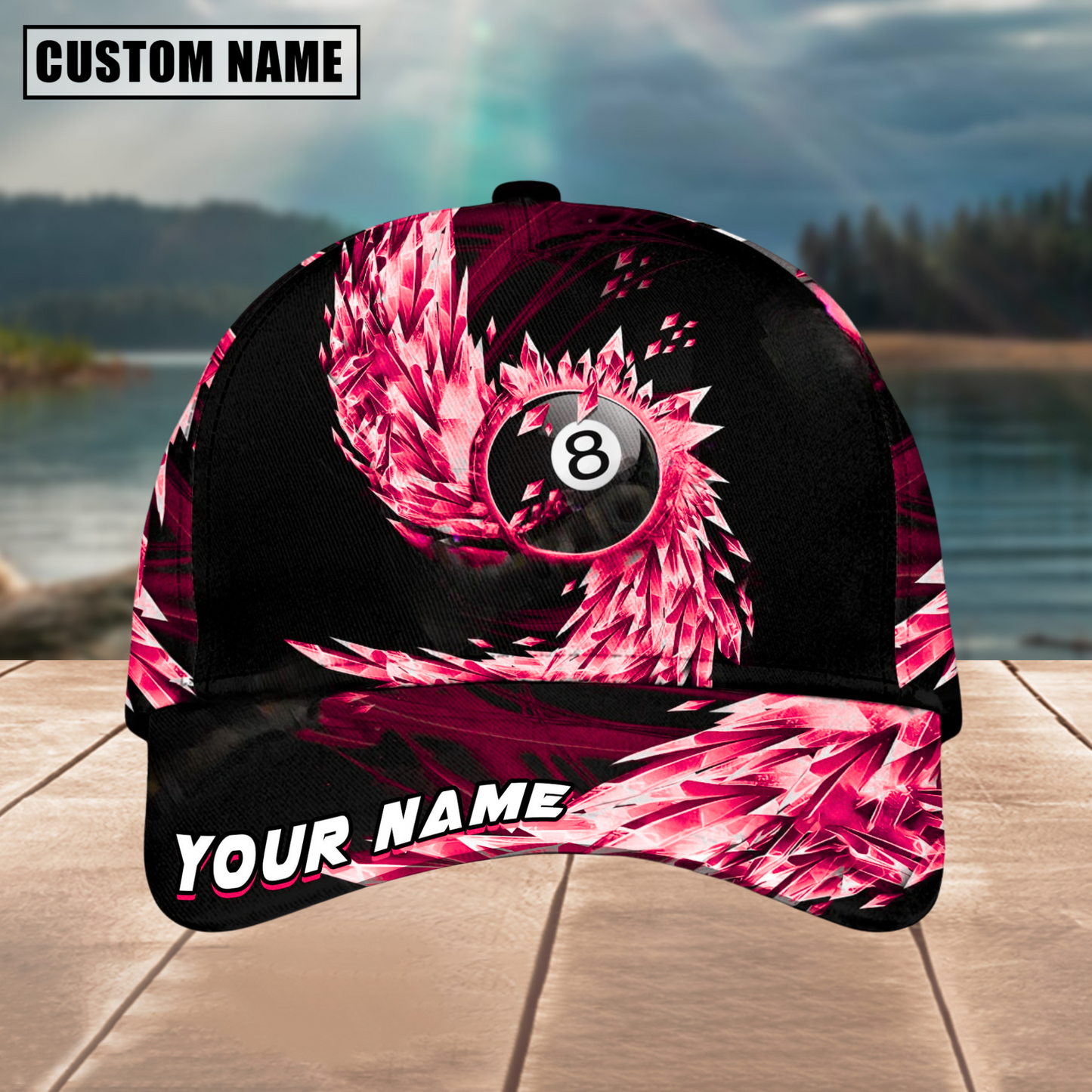 Customized Billiard Cap, Billiard Pool Ball 8 Breath Of Ice Personalized Name 3D Hats, Best Billiard Pool Hat For Billiard Players (4 Colors)