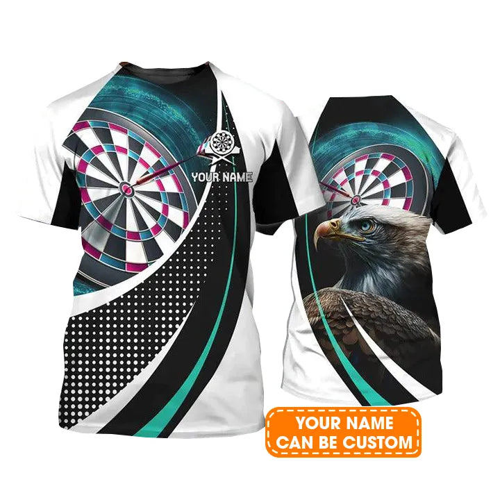 Customized Name Darts T Shirt, Bullseye Dartboard, Eagle, Personalized Name T Shirt For Men - Perfect Gift For Darts Game Lovers, Darts Players