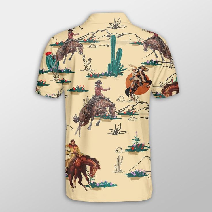 Horse Men Polo Shirts For Summer - Horse Cowboy Pattern Shirts For Men - Perfect Gift For Horse Lovers, Cowboy, Cattle Lovers