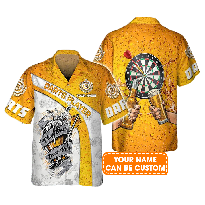 Customized Darts Hawaiian Shirt, Play Darts Drink Beer, Personalized Name Hawaiian Shirt For Men - Perfect Gift For Darts Lovers, Darts Players