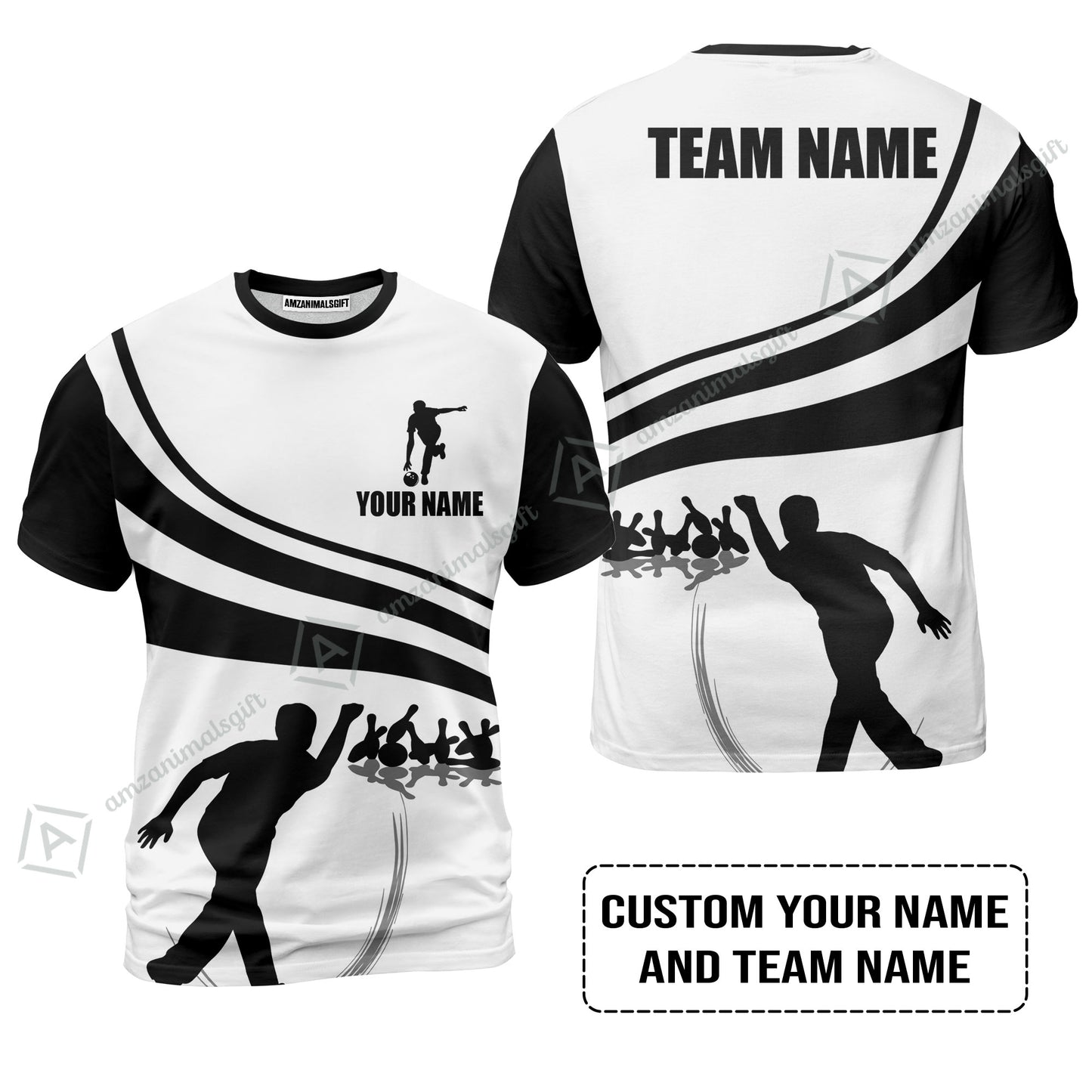 Bowling Custom Men Polo Shirt - Custom Name Black and Gold Men Bowlers Personalized Bowling Polo Shirt
