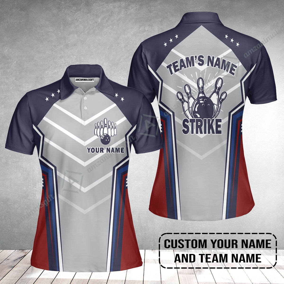 Bowling Custom Women Polo Shirt - Custom Name Strike Custom Bowling Shirt Personalized Bowling Women Polo Shirt