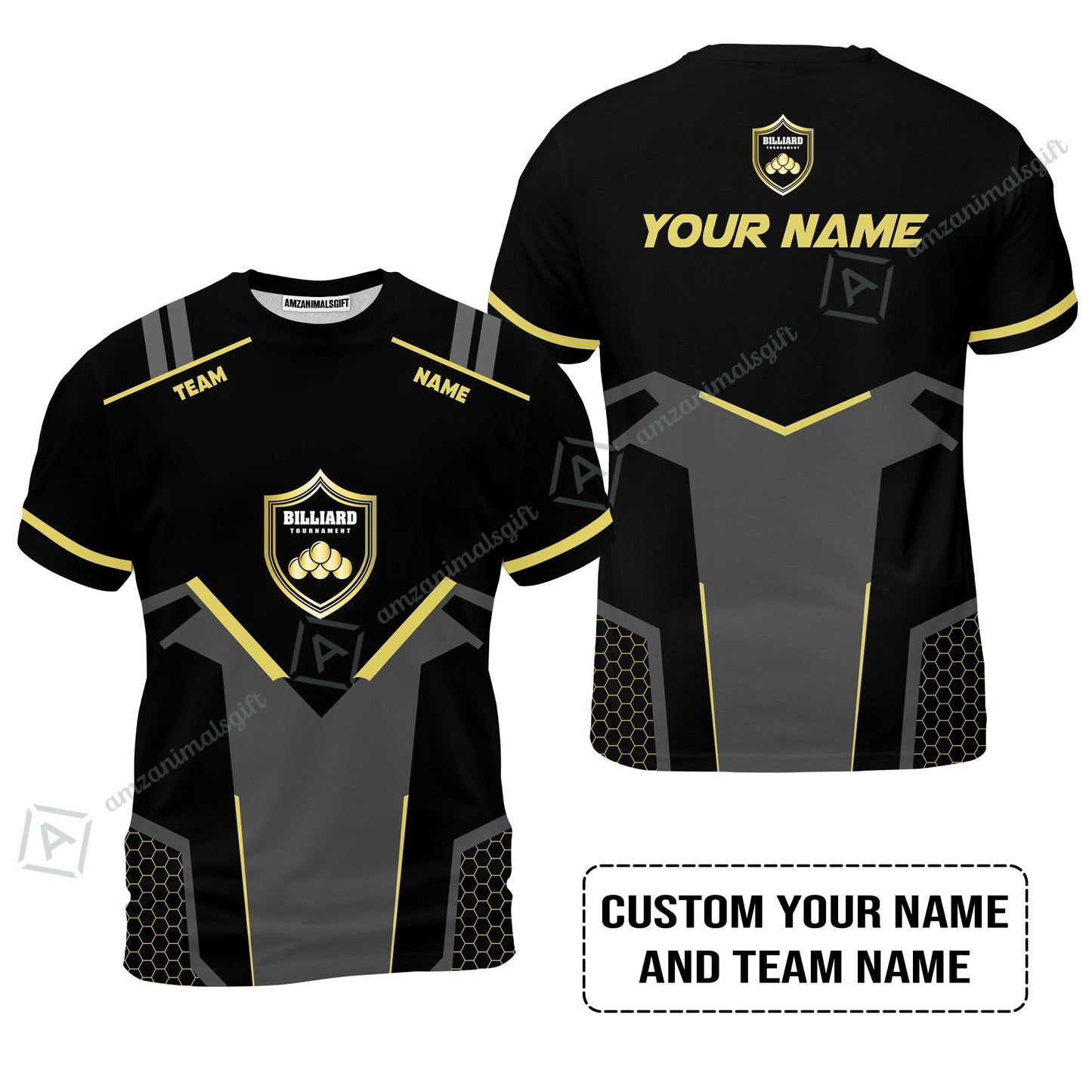 Personalized Billiards Long Polo Shirt, Golden Team Billiards Team Custom Shirt For Men