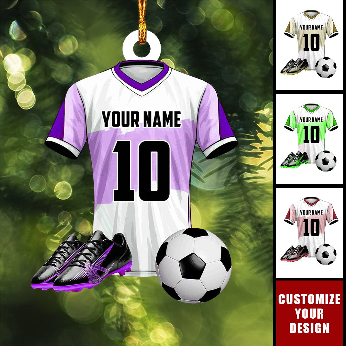 Personalized Soccer Gear Equipment Flat Acrylic Ornament, Meaningful Ornament Gift For Soccer Player, Son, Daughter