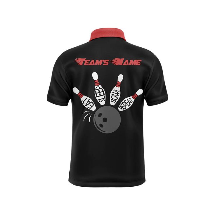 Bowling Custom Men Polo Shirt - Custom Bowling Shirt for Men, Vintage Red & Black Bowling Personalized Bowling Polo Shirt - Perfect Gift For Friend, Family