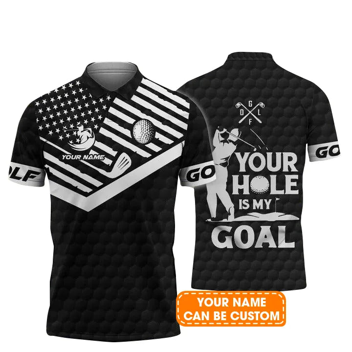 Customized Golf Men Polo Shirt, Golfer Your Hole Is My Goal, Personalized Name Polo Shirt For Men - Perfect Gift For Golf Lovers, Golfers