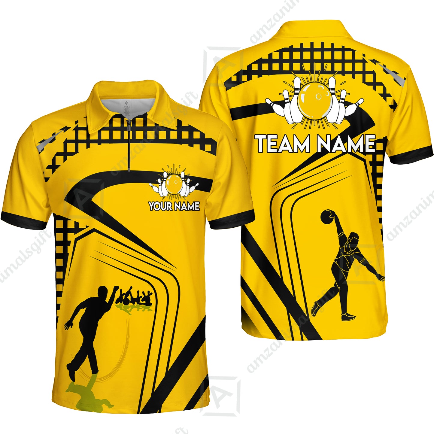 Custom Bowling Team Jersey Shirt, Yellow Bowling uniforms, Custom Bowling Shirts With Personalized Name And Team Name
