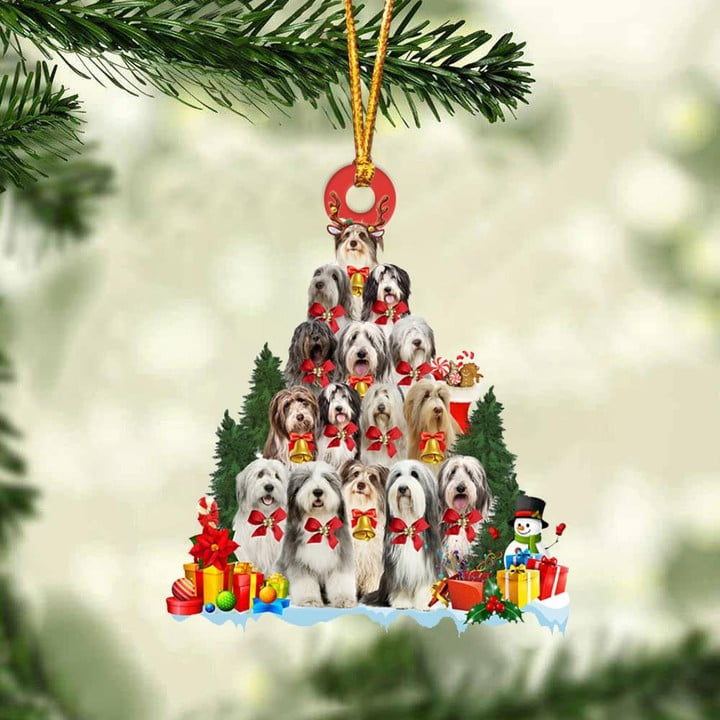 Bearded Collie Acrylic Christmas Ornament, Bearded Collie Dog Christmas Tree & Gift Acrylic Ornament for Dog Lover, Christmas