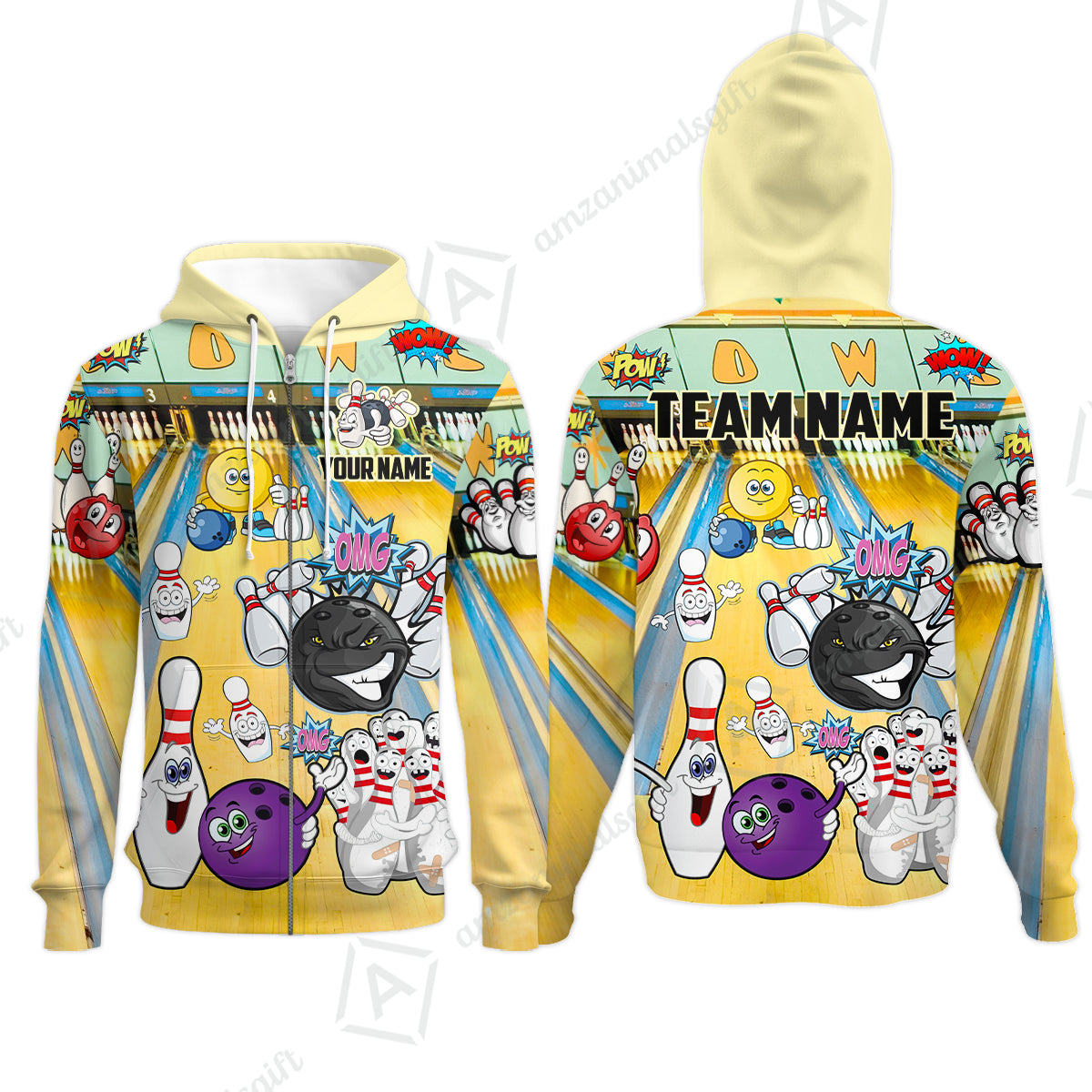 Custom Bowling Team Polo Jersey Shirts, Split Happens Bowling Zip Polo Shirts For Men and Women, Uniform Shirt For Bowlers