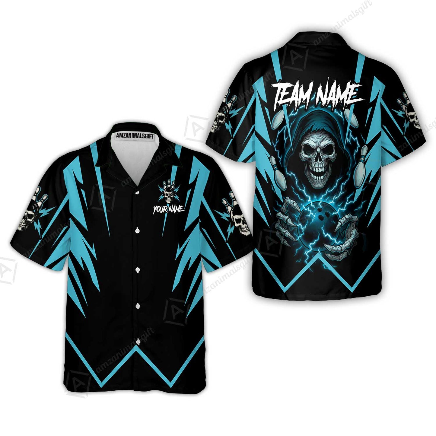Custom Team Name Bowling Skull Thunder Team Jersey - Custom Name Bowling Strike Personalized Bowling Polo Shirt - Uniform Shirt For Bowlers