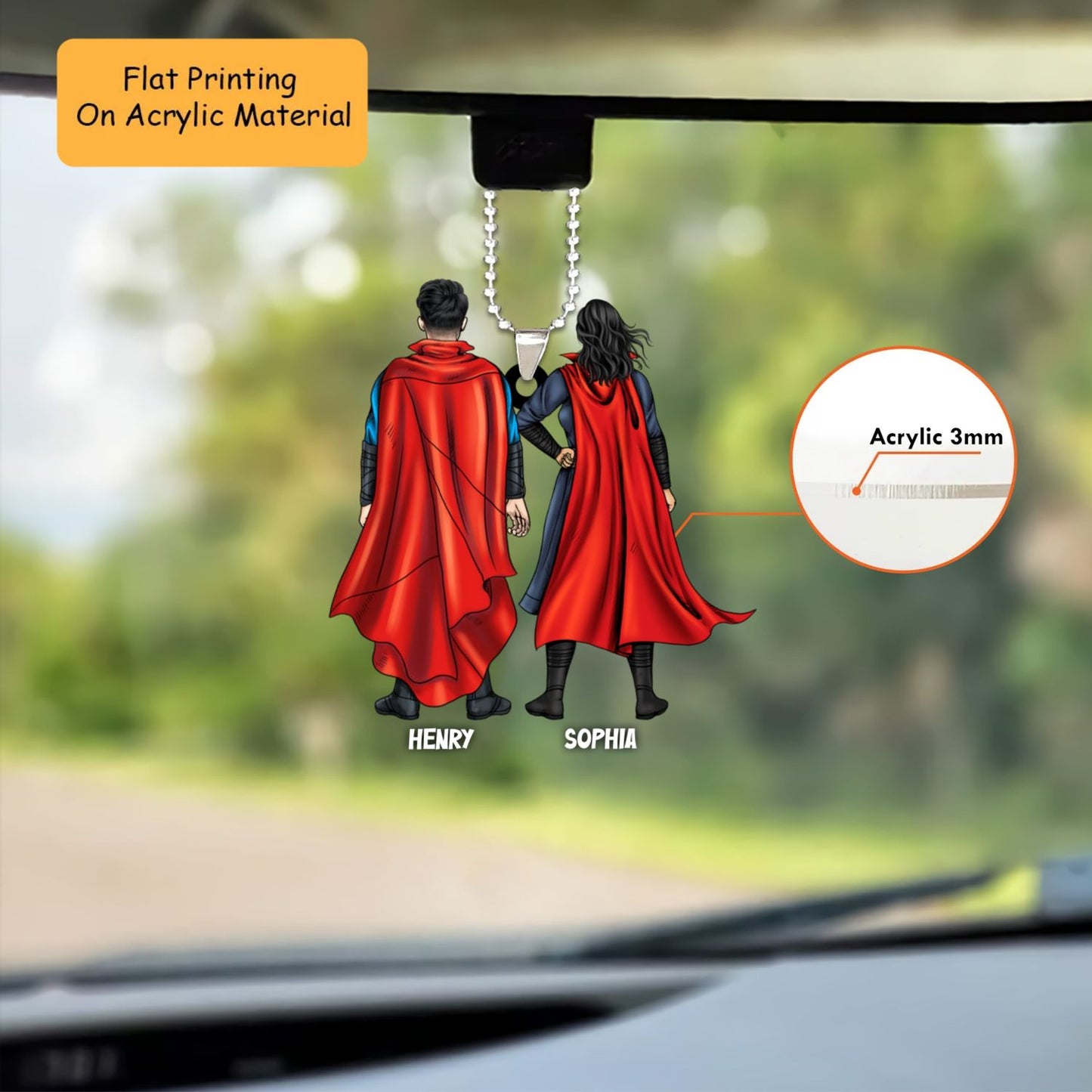 Personalized Christmas Ornament, Superhero Couple Christmas, Custom Ornament Christmas Gift, Keychain Christmas, Car Ornament Christmas
