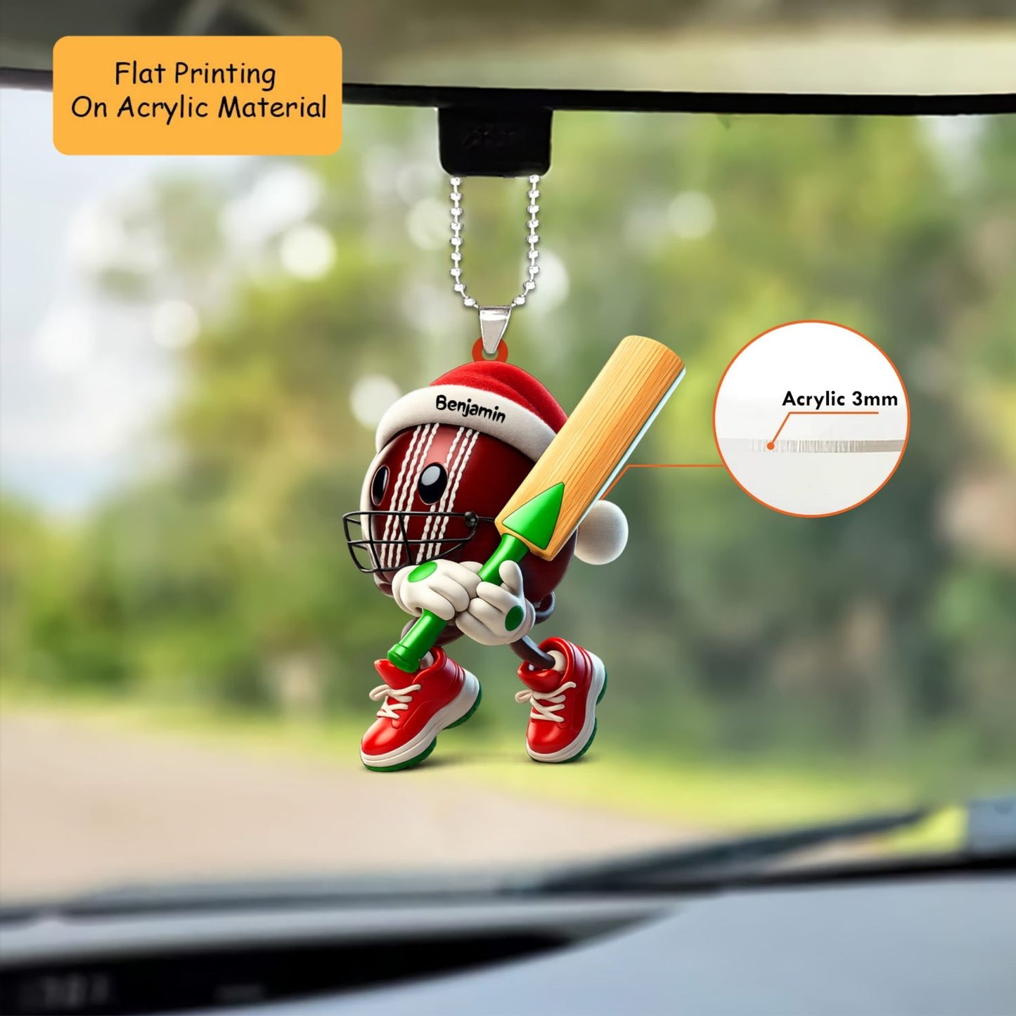 Personalized Cricket Christmas Ornament, Christmas Cricket Ball, Custom Ornament Christmas Gift, Keychain Cricket, Car Ornament Cricket