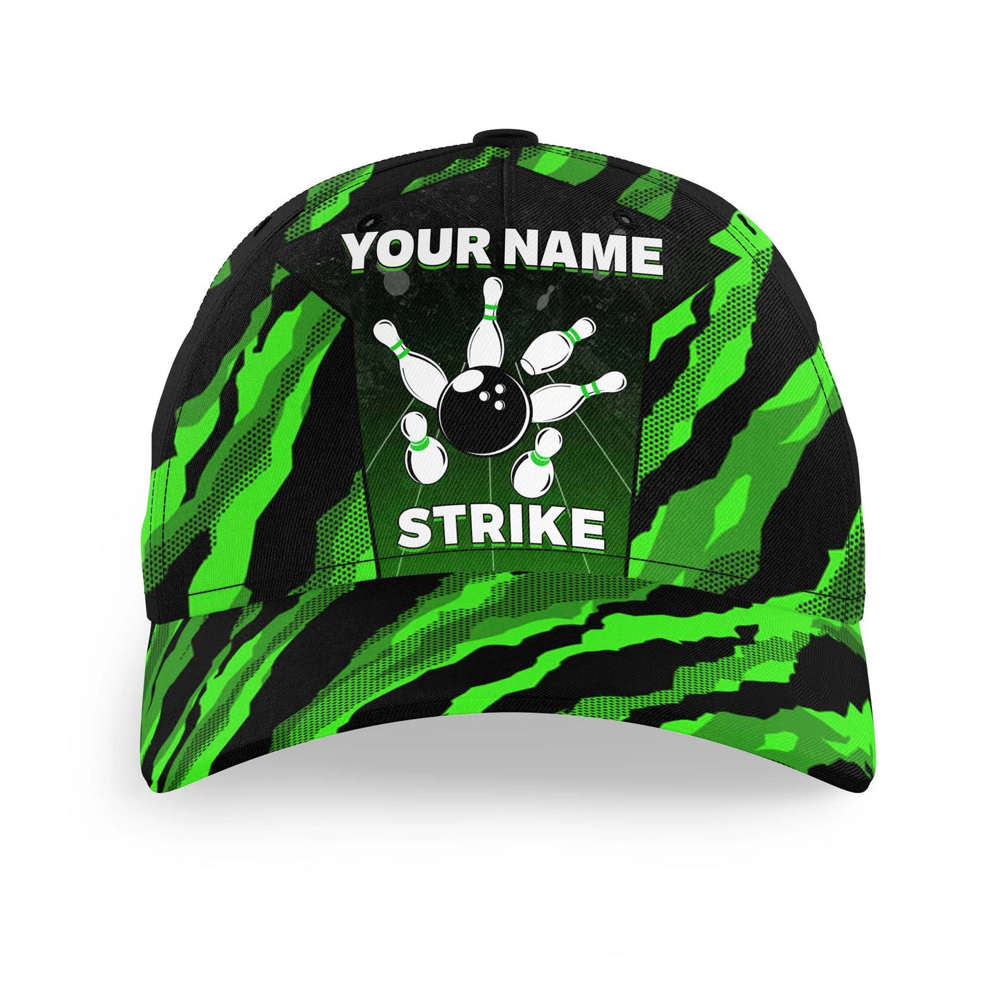 Customized Bowling Classic Cap, Camo Pattern Strike Bowling Hat For Men Women, Bowlers, Team League