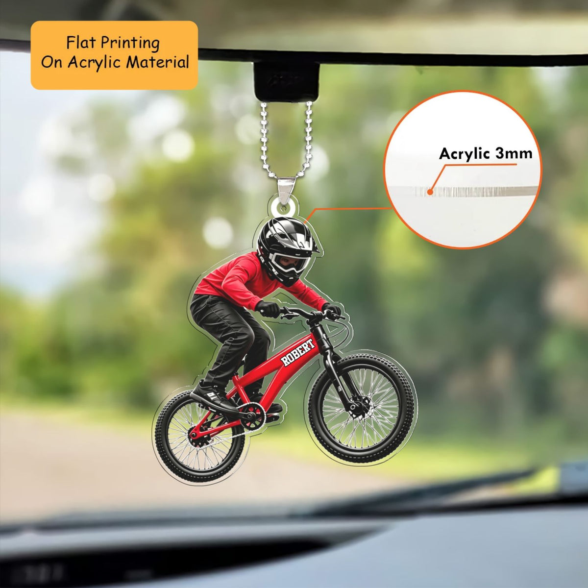 Personalized Mountain Biking Christmas Ornament, Mid Air Jumping MTB Rider, Custom Ornament Christmas Gift, Keychain Biking, Car Ornament Biking