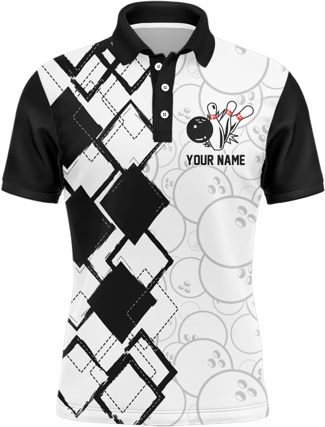 Custom Bowling Team Jersey League Bowling Unisex Polo Shirts, Bowling uniforms Ball & Pins Personalized Bowling Name And Team Name