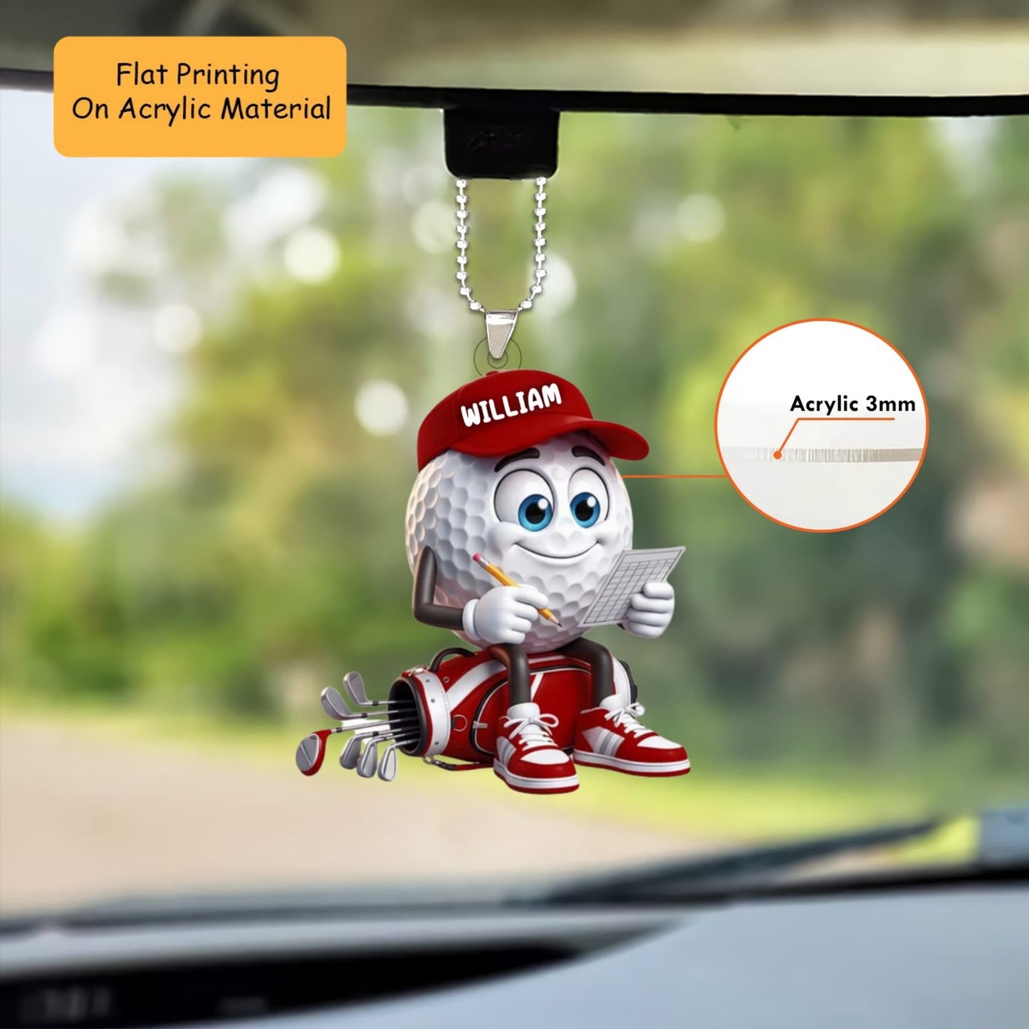 Personalized Christmas Golf Ornament, Golf Note Christmas, Custom Ornament Christmas Gift, Keychain Golf Christmas, Car Ornament Golf Christmas