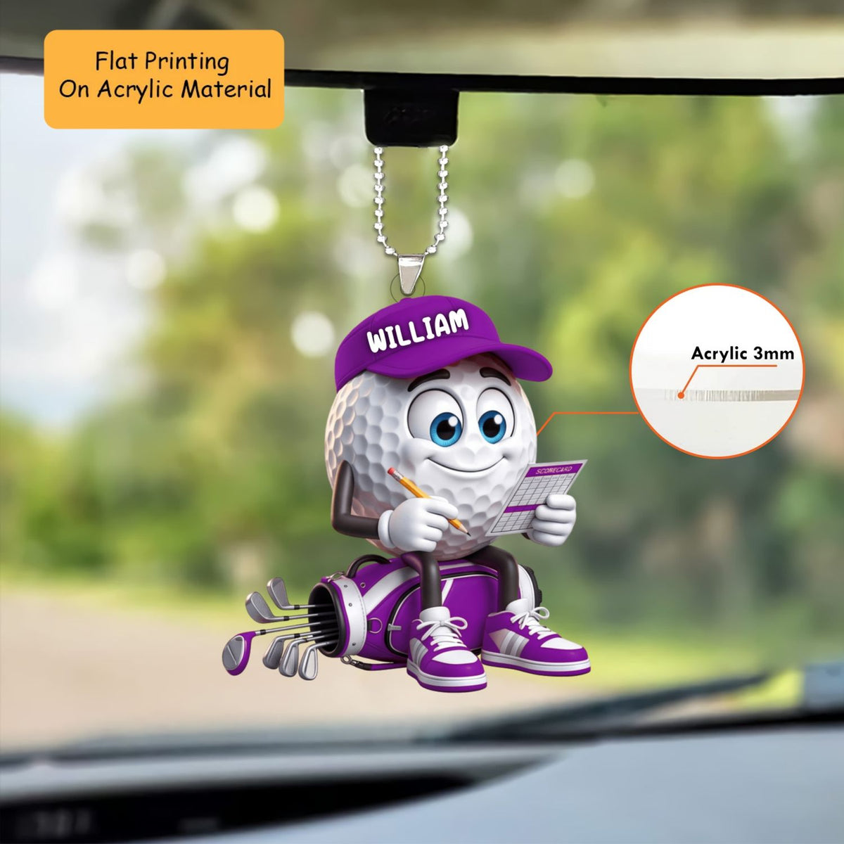Personalized Christmas Golf Ornament, Golf Note Christmas, Custom Ornament Christmas Gift, Keychain Golf Christmas, Car Ornament Golf Christmas
