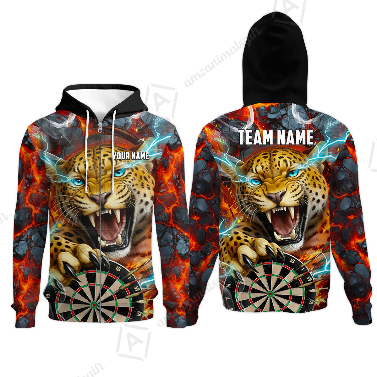 Custom Darts Team Jersey, Personalized Leopard Darts Polo Shirt For Players With Name & Team Name
