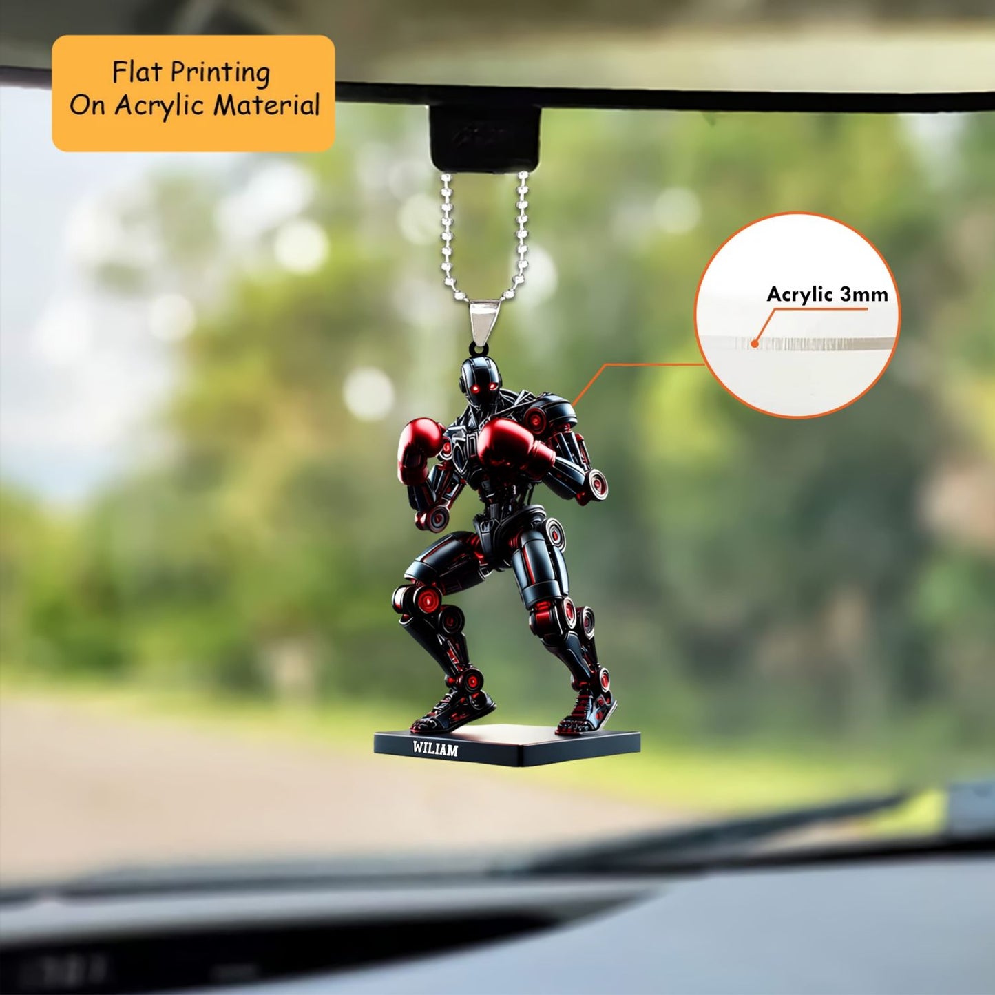 Personalized Boxing Christmas Ornament, Cyberpunk Robot Boxing Machine, Custom Ornament Christmas Gift, Keychain Bowling, Car Ornament Bowling