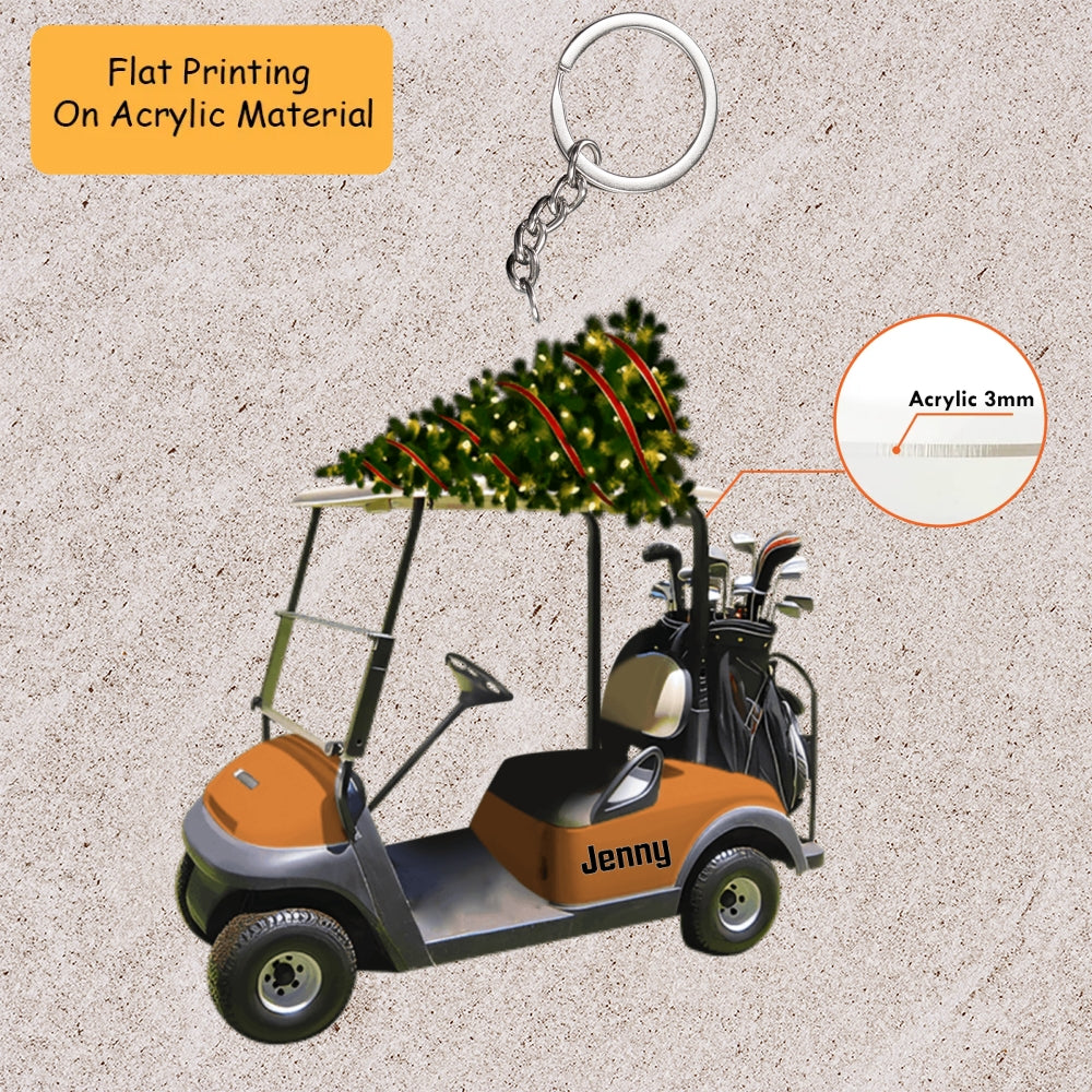 Personalized Golf Cart Acrylic Ornament, Golf Keychain, Car Ornament, Christmas Ornament Gifts