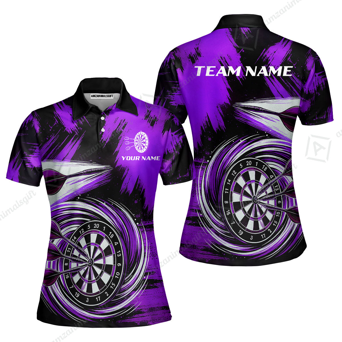 Customized Darts Women Polo Shirt, Darts Colorful Wave Custom Name Team Name Women Polo Shirt Jersey For Darts Player