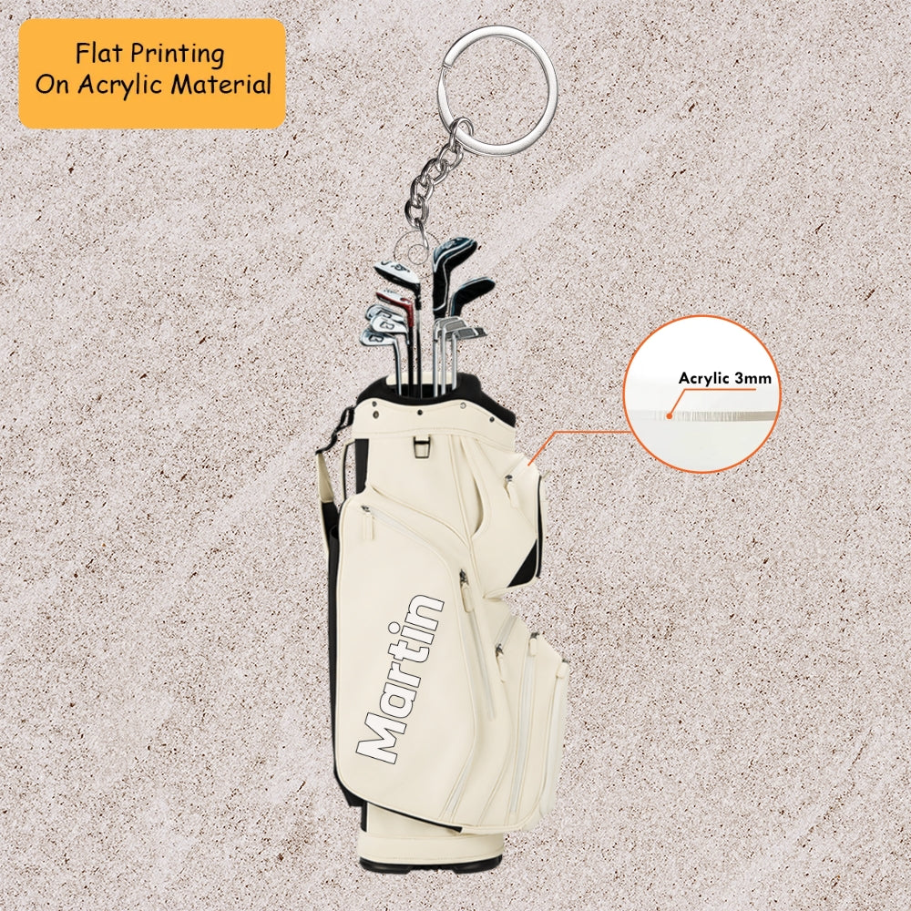 Personalized Golf Bag Set Acrylic Ornament, Golf Bag Set Keychain, Car Ornament, Christmas Ornament Gifts