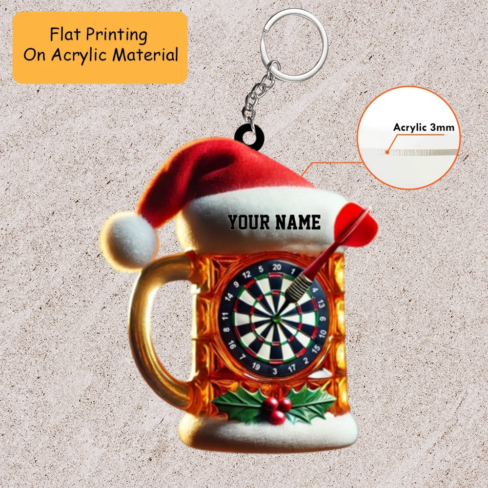 Personalized Dart Board Holding Pins Acrylic Ornament, Dart Board Keychain, Car Ornament, Christmas Ornament Gifts